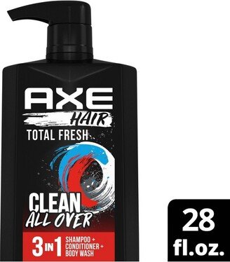 Axe Clean Fresh 3-in-1 Body Wash + Shampoo + Conditioners - 28 fl oz