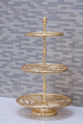 Studio 350 Gold Aluminum Contemporary Tiered Server 21 x 13 x 13 - 13 x 13 x 21Round