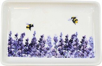 Abbott Collection Tabletop Lavender & Bees Rectangle Plate - One Small Plate 4 Inches - Summer Flowers - 27Provence-Rect - Ceramic