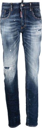 Distressed-Finish Low-Rise Jeans