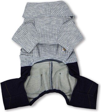 Vogue Neck-Wrap Sweater & Denim Outfit - Gray - Large