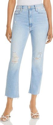 Womens Denim Distressed Ankle Jeans-AA