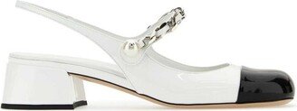 Two-Toned Chain-Linked Detailed Slingback Pumps