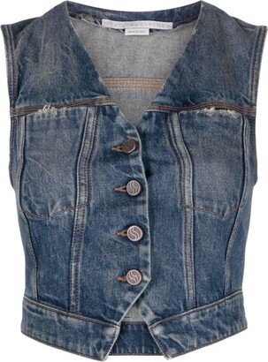 Denim cropped vest