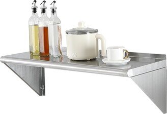 VEVOR Wall Mounted Floating Shelf 12x36in Stainless Steel Shelf 250lbs Load Capacity for Restaurant Kitchen - 250lbs load