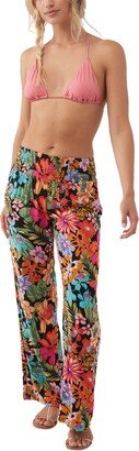 Juniors' Johnny Reina Floral-Print Elastic-Waist Pull-On Pants