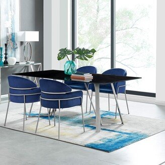 Cressida and Portia Blue Fabric 5 Piece Rectangular Dining Set