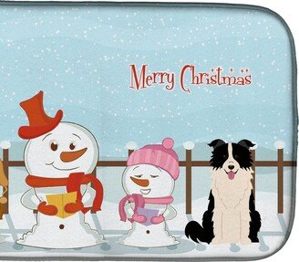 14 in x 21 in Merry Christmas Carolers Border Collie Black White Dish Drying Mat