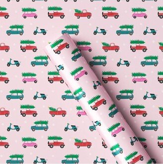 25 sq ft Metallic Vehicles Christmas Gift Wrap Pink - Wondershop™