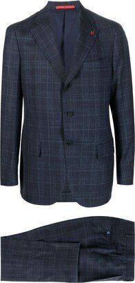 Check-Pattern Single-Breasted Blazer-AH