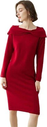 JXQXHCFS Women's Pullover Dress Cashmere Knitwear Collar Tops Fit Sweater Clothes Thickened Blouse Red M