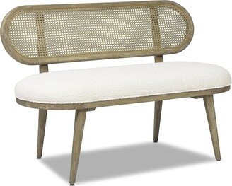 Havana Cane Rattan Upholstered Bench Settee