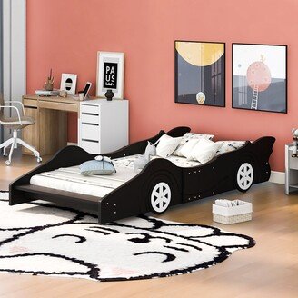 TiramisuBest Twin Size Race Car-Shaped Wooden Platform Bed