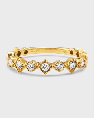 Stackables 18k Yellow Gold Diamond Round & Square Ring, Size 6.5