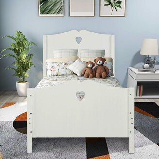 Twin Size Wood Platform Bed with Headboard and Footboard-AA