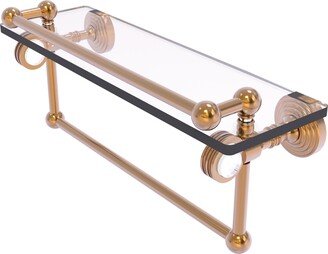 16 Inch Gallery Glass Shelf with Towel Bar and Dotted Accents