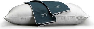 Pillow Guy 100% Cotton Percale Pillow Protector, Set of 2 - King - Navy/teal