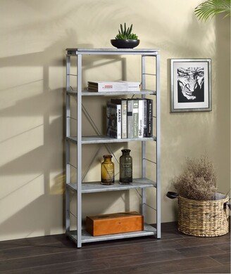 Global Pronex Jurgen Bookshelf, Faux Concrete & Silver