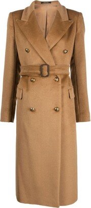 Double-breasted long wool coat-AA