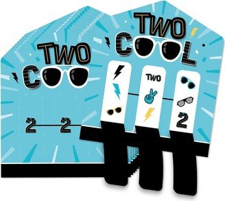 Big Dot of Happiness Two Cool - Boy - Blue 2nd Birthday Party Game Pickle Cards - Pull Tabs 3-in-a-Row - Set of 12