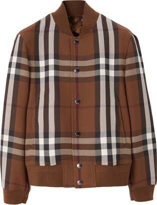 Checked Wool-Blend Bomber Jacket