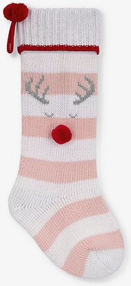The Little White Company WhitePink Jingles Knitted Christmas Stocking 52cm