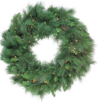 Northlight 48 Prelit White Valley Pine Artificial Christmas Wreath - Clear Lights