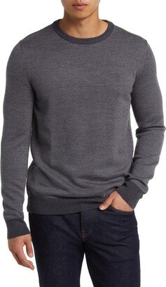 Herringbone Jacquard Wool Crewneck Sweater