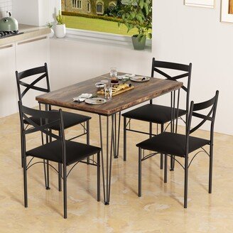 Javlergo 5-Piece Dining Set Wood Table and 4 Chairs for Home Kitchen Breakfast Nook