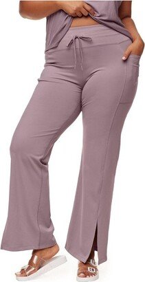 Adore Me Women's Cora Cozy Flare Legging Activewear 3X / Elderberry Purple.