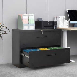 IGEMAN 2 Drawer Lateral Filing Cabinet for Legal/Letter A4 Size, Large Deep Drawers Locked By Keys for Home office