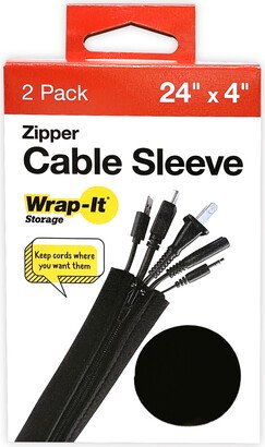 Wrap It Zipper Cable Sleeve Black Pkg/2