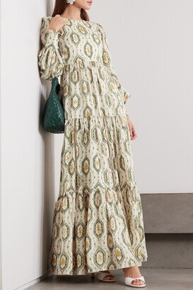 + Net Sustain Nuez Tiered Printed Linen Maxi Dress - Off-white