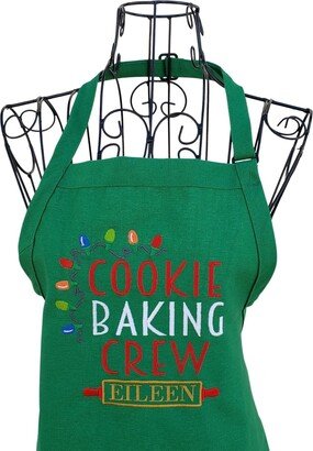 Personalized Green Cookie Baking Crew With Lights Embroidered Apron, Christmas Apron