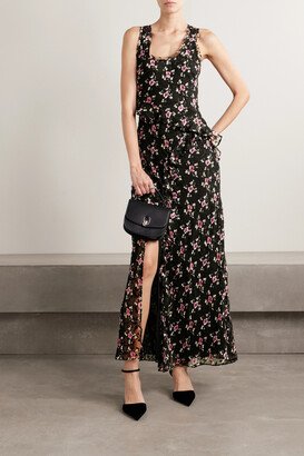 Thisbe Ruffled Printed Devoré-chiffon Maxi Dress - Black