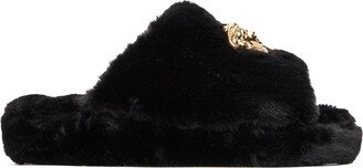 Black 'La Medusa' House Faux-Fur Slippers