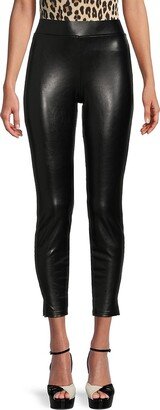 Side Slit Faux Leather Pants