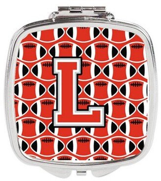 CJ1067-LSCM Letter L Football Scarlet & Grey Compact Mirror