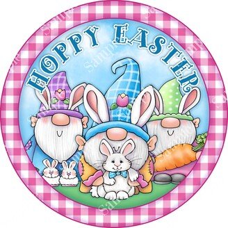 Hoppy Easter Gnome Sign - Round For Wreaths Wreath