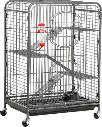 4-Tier Rolling Large Ferret Cage Small Animals Hutch Black