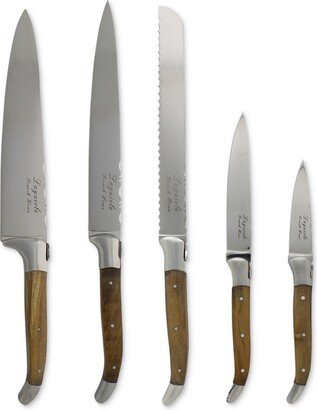 Laguiole 5-Pc. Olive Wood Kitchen Knife Set