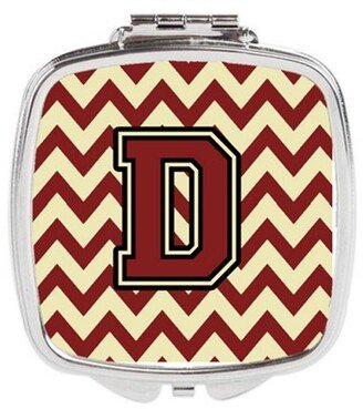 CJ1061-DSCM Letter D Chevron Maroon & Gold Compact Mirror