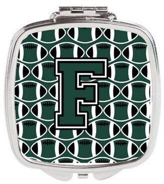 CJ1071-FSCM Letter F Football Green & White Compact Mirror