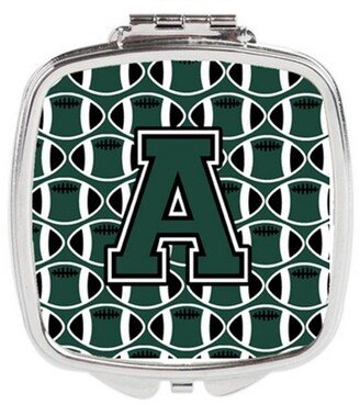 CJ1071-ASCM Letter A Football Green & White Compact Mirror