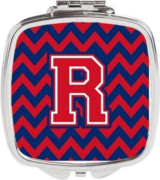 CJ1054-RSCM Letter R Chevron Yale Blue & Crimson Compact Mirror