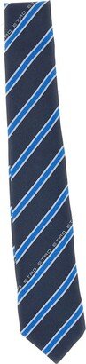 Logo-Printed Pointed Tip Striped Tie