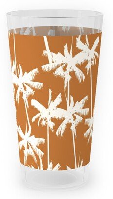 Outdoor Pint Glasses: Tropical Palms - Burnt Orange Outdoor Pint Glass, Orange