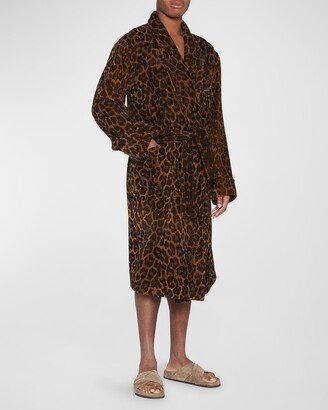 Men's Leopard-Print TF-Logo Robe