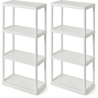 4-Shelf Light Duty Shelving Unit, 220lb Capacity, White, 2 Pack - White