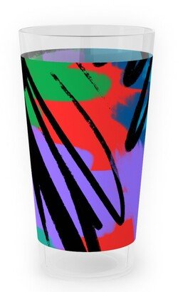 Outdoor Pint Glasses: 09- Multicolored Brush Strokes Outdoor Pint Glass, Multicolor